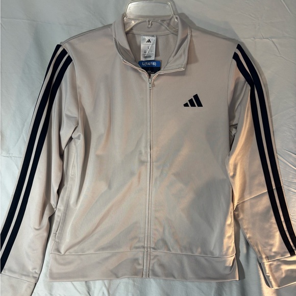 adidas Other - 🆕 Adidas Youth Tricit Jacket, Beige with Dark Stripes, L 14/16 - NWT